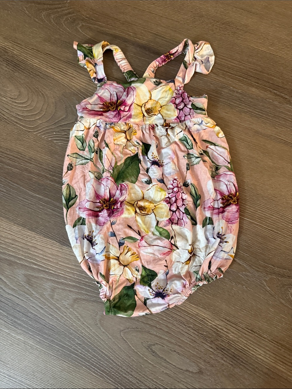 NWOT Posh Peanut pink floral bubble romper - 2T